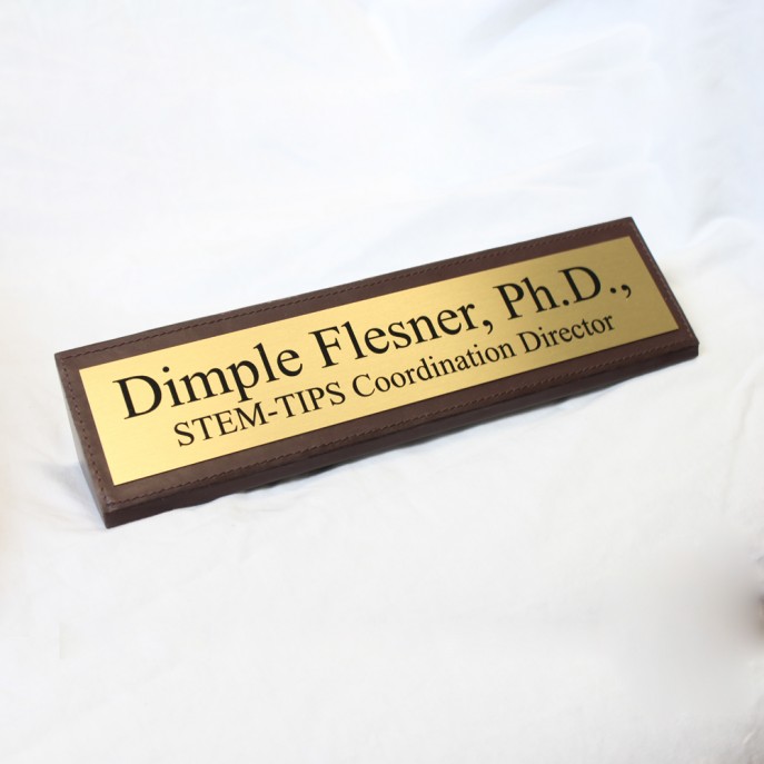 Leather Name Plate WAUCUSTGOLD100